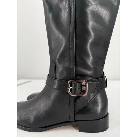 NWT Vince Camuto Ovarlym Black Leather Knee-High Riding Boots Size 6.5 - Picture 5 of 12